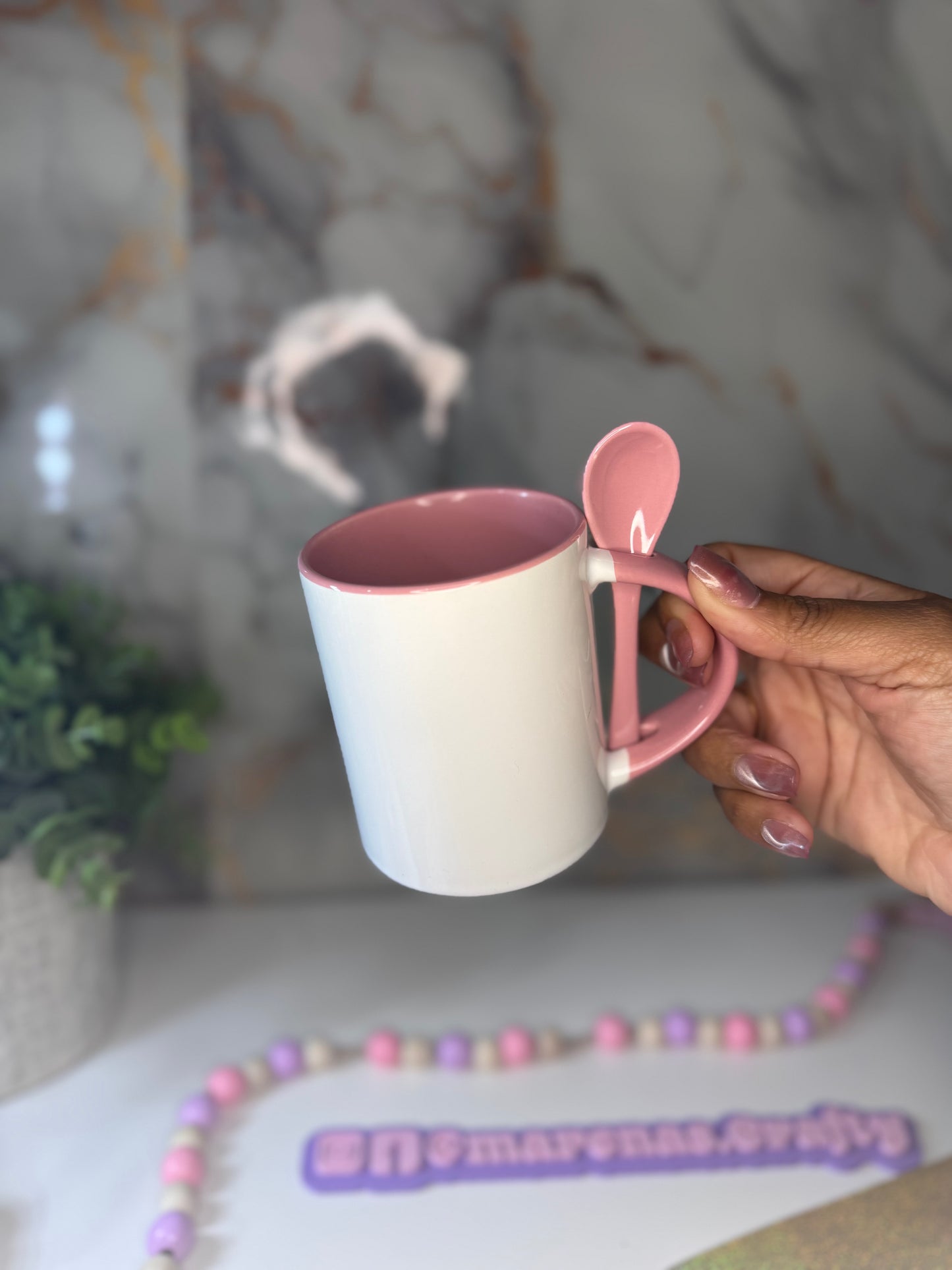 Taza Rosa con cuchara