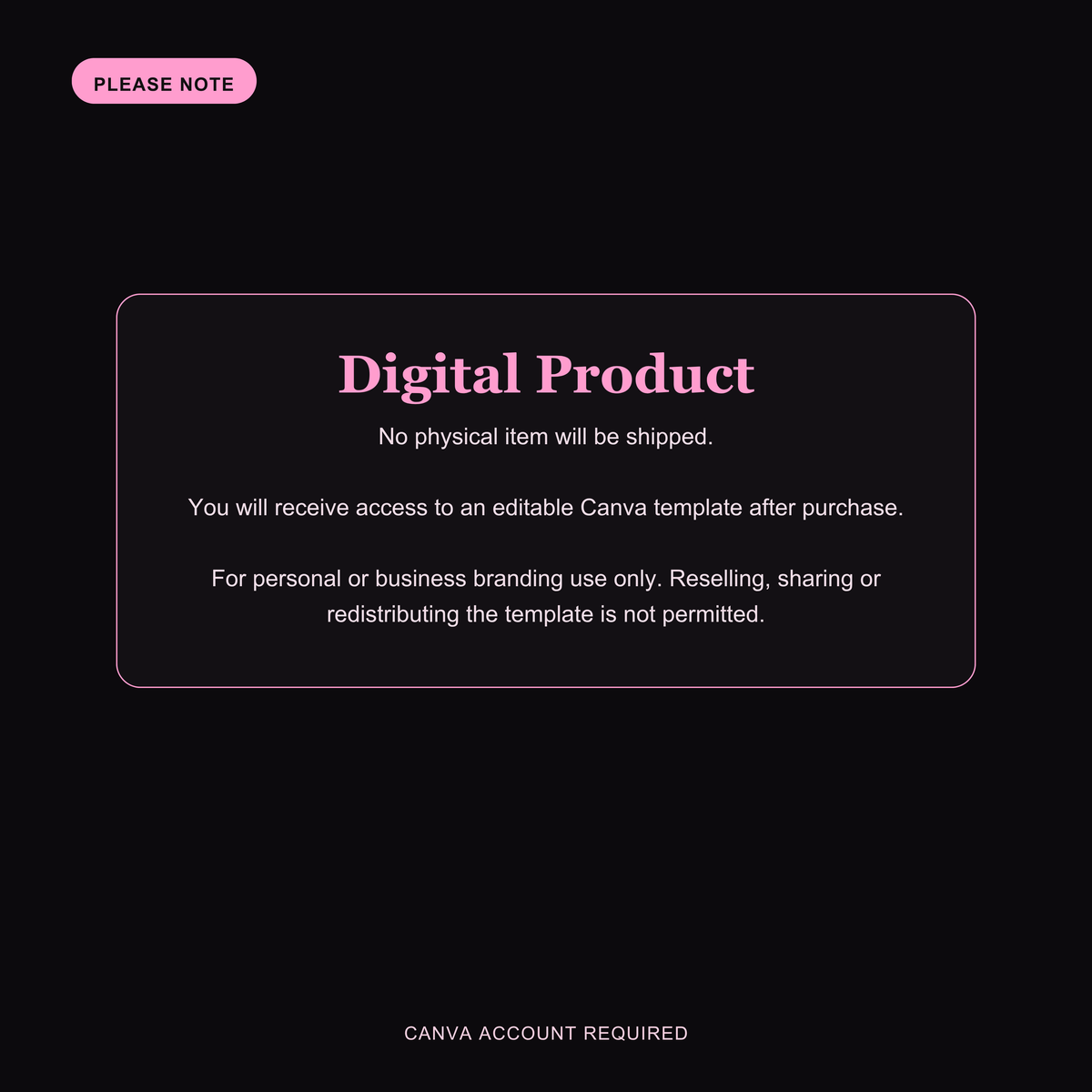 Editable Instagram Business Card Template | Black & Pink Canva Template
