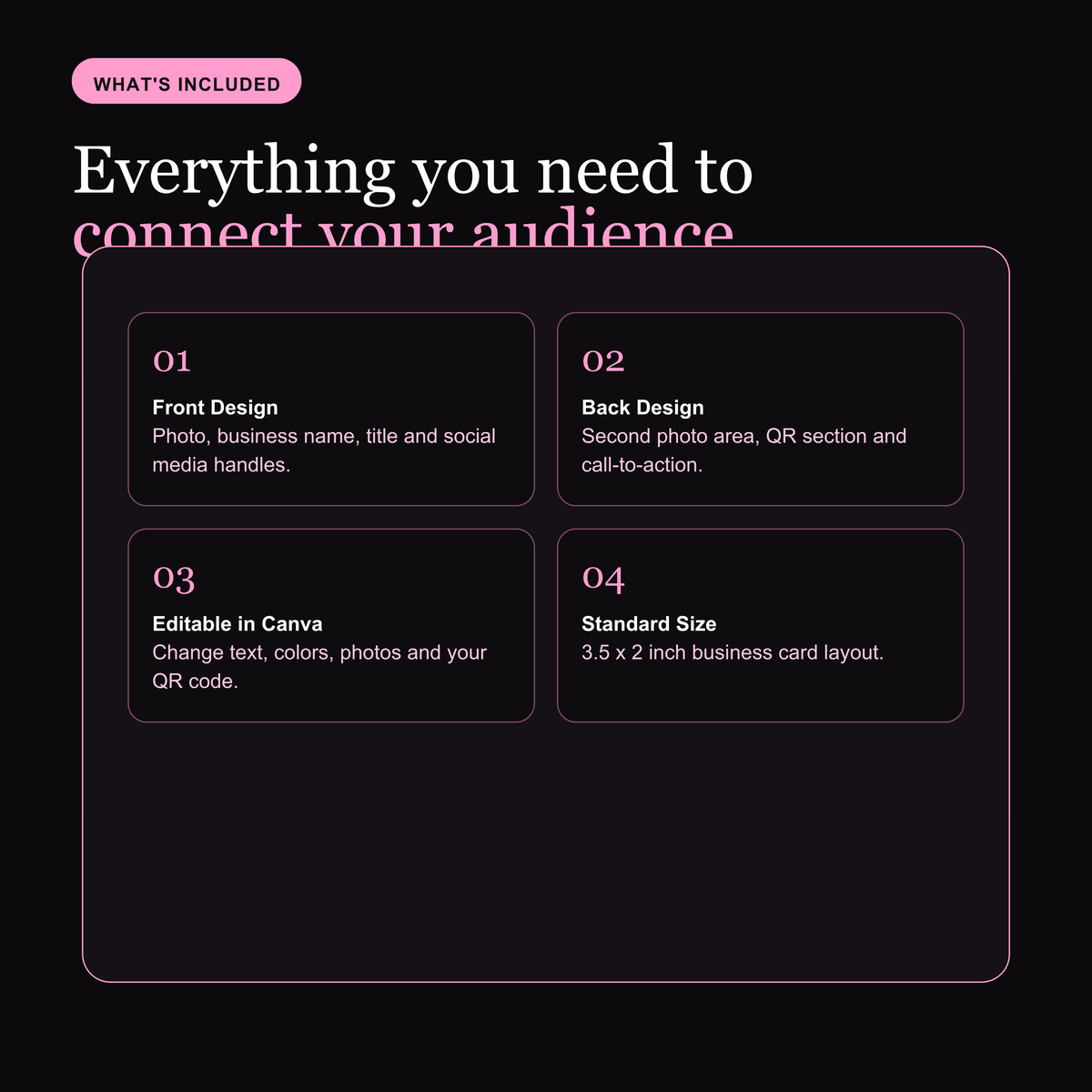 Editable Instagram Business Card Template | Black & Pink Canva Template