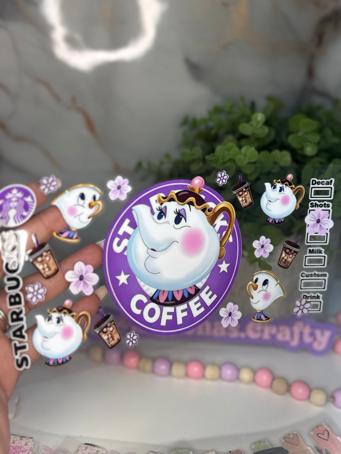 Purple Coffee Tea Time UV DTF Sticker - Marenas Crafty